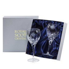 Buy & Send Royal Scot Crystal - Queen's Platinum Jubilee - 2 Westminster Crystal Large Wine glasses Presentation Boxed
