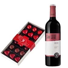 Buy & Send Sao Luiz Colheita Tino 75cl Red Wine and Assorted Box Of Heart Chocolates 215g