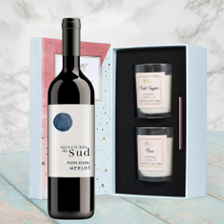 Buy & Send Signatures de Sud Merlot 75cl Red Wine With Love Body & Earth 2 Scented Candle Gift Box