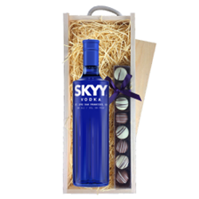 Buy & Send Skyy Vodka 70cl & Truffles, Wooden Box