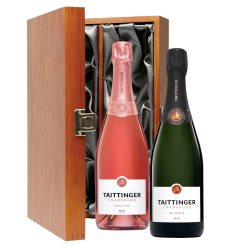 Buy & Send Taittinger Brut and Rose Double Luxury Gift Boxed Champagne (2x75cl)