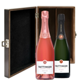 Buy & Send Taittinger Brut and Rose Double Elm Wood Gift Boxed (2x75cl)