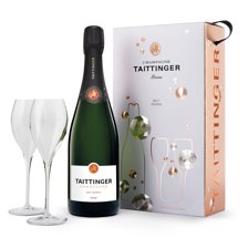 Buy & Send Taittinger Brut Reserve Champagne & Twin Flutes Gift Set 75cl