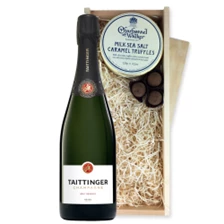 Buy & Send Taittinger Brut Champagne 75cl And Milk Sea Salt Charbonnel Chocolates Box
