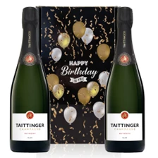 Buy & Send Taittinger Brut Champagne 75cl Happy Birthday Duo Gift Box (2x75cl)