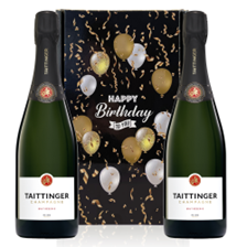 Buy & Send Taittinger Brut Champagne 75cl Happy Birthday Duo Gift Box (2x75cl)