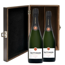 Buy & Send Taittinger Brut Champagne 75cl Twin Elm Wood Gift Box (2x75cl)