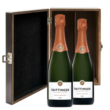 Buy & Send Taittinger Les Folies de la Marquetterie 75cl Double Elm Wood Gift Boxed (2x75cl)