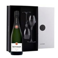 Buy & Send Taittinger Brut Reserve Champagne & 2 Flute Gift Set 75cl