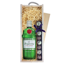 Buy & Send Tanqueray Dry Gin 70cl & Truffles, Wooden Box