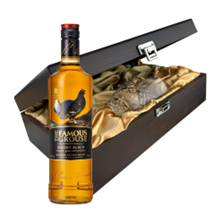 Buy & Send The Famous Grouse Smoky Black Blended Scotch Whisky 70cl In Luxury Box With Royal Scot Glass