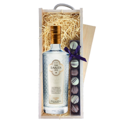 Buy & Send The Lakes Gin 70cl & Truffles, Wooden Box