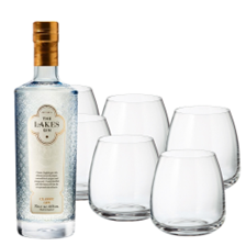 Buy & Send The Lakes Gin 70cl with Six Bohemia Anser Tumblers