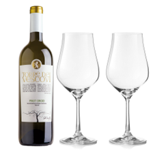 Buy & Send Torre dei Vescovi Pinot Grigio 75cl White Wine And Crystal Classic Collection Wine Glasses