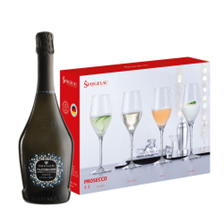 Buy & Send Valdobbiadene Prosecco Superiore D.O.C.G. Spumante With A Set Of 4 Spiegelau Prosecco Glasses