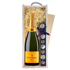 Buy & Send Veuve Clicquot Brut Yellow Label Champagne 75cl & Truffles, Wooden Box