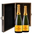 Buy & Send Veuve Clicquot Brut Yellow Label Champagne 75cl Double Elm Wood Gift Boxed (2x75cl)