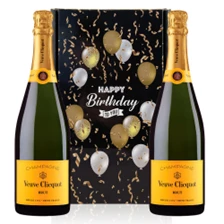 Buy & Send Veuve Clicquot Brut Yellow Label Champagne 75cl Happy Birthday Duo Gift Box (2x75cl)