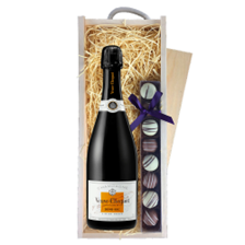 Buy & Send Veuve Clicquot Demi-Sec Champagne 75cl & Truffles, Wooden Box