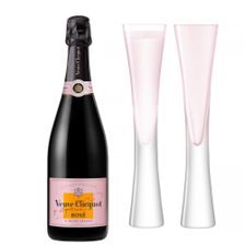 Buy & Send Veuve Clicquot Rose Label 75cl with LSA Blush Flutes