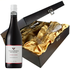 Buy & Send Villa Maria Pinot Noir Private Bin 75cl Red Wine In Luxury Box With Royal Scot Wine Glass