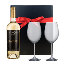 Buy & Send Vinoir Sauvignon Blanc 75cl White Wine And Bohemia Glasses In A Gift Box