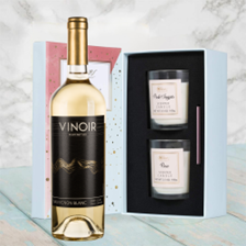 Buy & Send Vinoir Sauvignon Blanc 75cl White Wine With Love Body & Earth 2 Scented Candle Gift Box