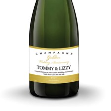Buy & Send Personalised Champagne - Golden Anniversary Label