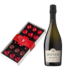 Buy & Send Zonin Prosecco Brut Millesimato DOC and Assorted Box Of Heart Chocolates 215g