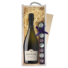 Buy & Send Zonin Prosecco Brut Millesimato DOC & Truffles, Wooden Box