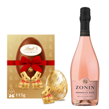 Buy & Send Zonin Prosecco Rose Doc Millesimato 75cl and Lindt Lindor Gold Bunny & Milk Chocolate Easter Egg 115G