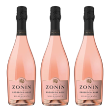 Buy & Send Zonin Prosecco Rose Doc Millesimato 75cl Treble Bottle Set (3x75cl)